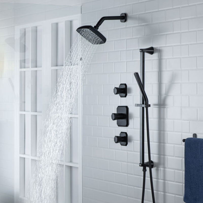 Serie 230 2-Way Thermostatic Trim Complete Shower Set - Wall Mount - 7" Brass/Matt Black
