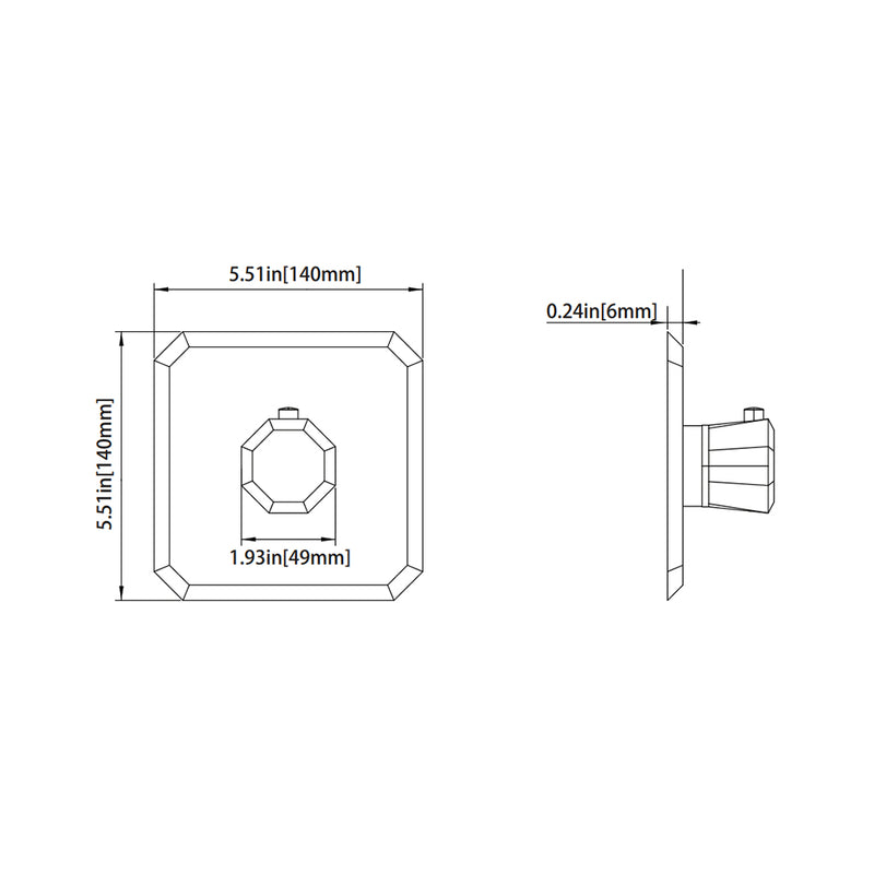Serie 230 2-Way Thermostatic Trim Complete Shower Set - Wall Mount - 7" Brass/Polished Chrome