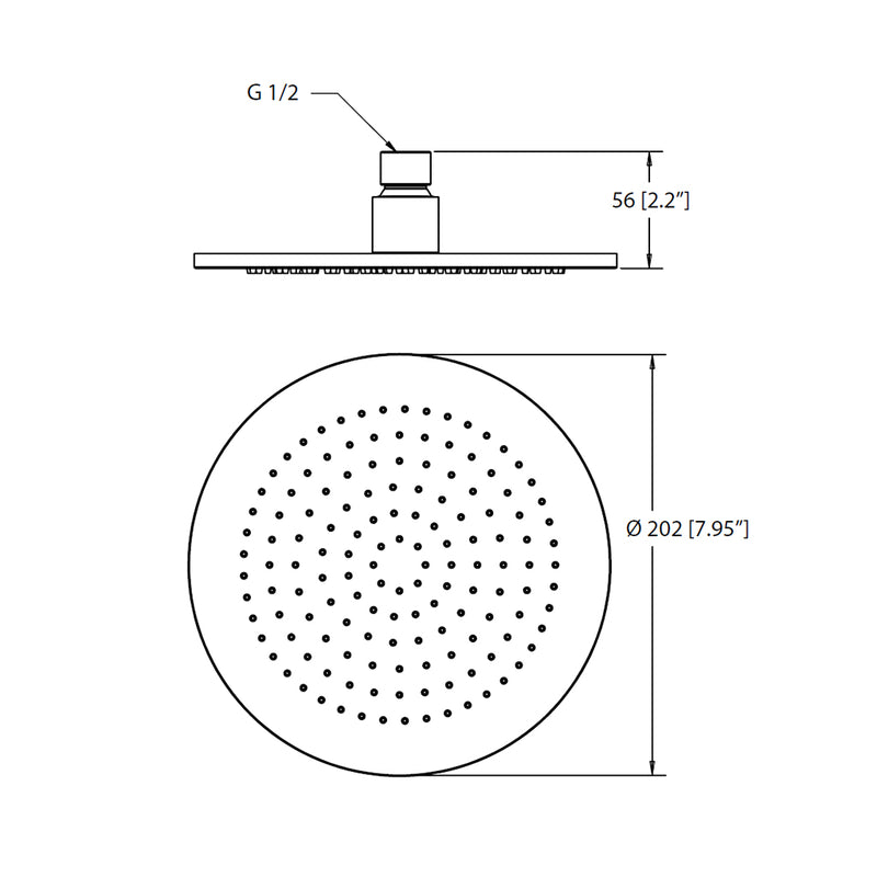 Serie 250 2 Way Thermostatic Trim Complete Shower Set - Wall Mount - 8" Brass/Matt Black