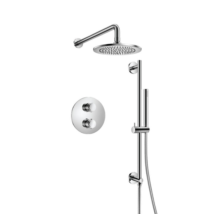 Serie 250 2-Way Hand Shower And Head Included Complete Shower Set - Wall Mount - 8" Brass/Polished Chrome