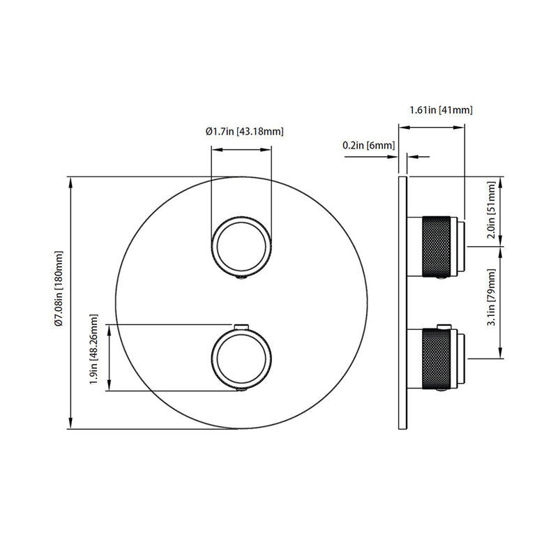 Serie 250 2 Way Thermostatic Trim Complete Shower Set - Wall Mount - 8" Brass/Polished Chrome