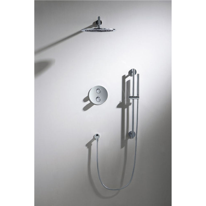 Serie 250 2 Way Thermostatic Trim Complete Shower Set - Wall Mount - 8" Brass/Brushed Nickel