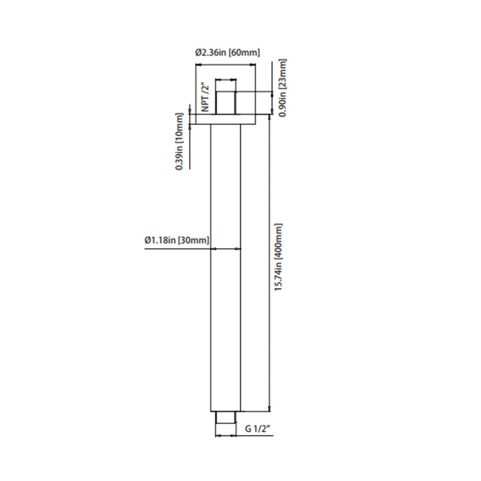 Serie 100 Round Shower Arm - Ceiling Mount - 16" Brass/Brushed Nickel