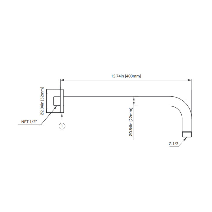 Universal Round Shower Arm - Wall Mount - 16" Brass/Brushed Nickel