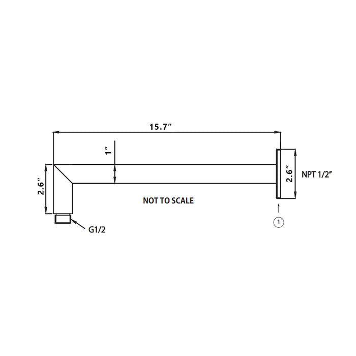 Universal Square Shower Arm - Wall Mount - 16" Brass/Polished Chrome