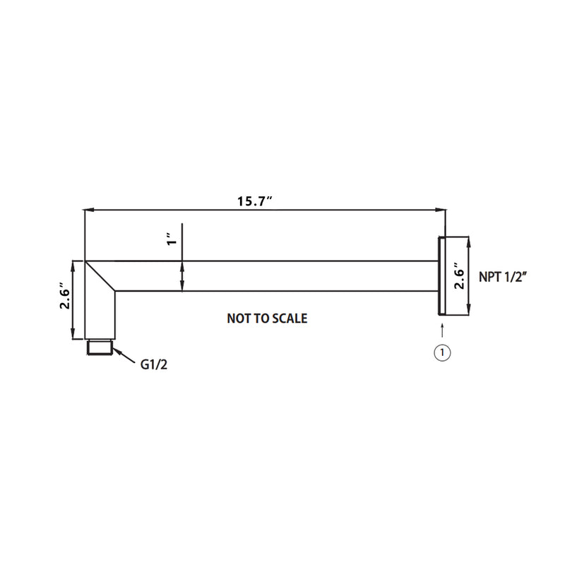 Universal Square Shower Arm - Wall Mount - 16" Brass/Brushed Nickel