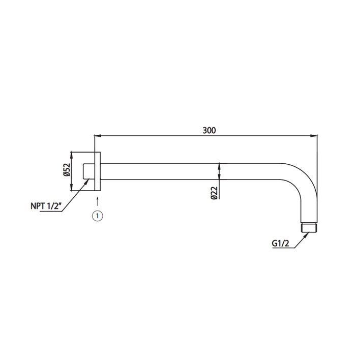 Universal Round Shower Arm - Wall Mount - 12" Brass/Satin Brass