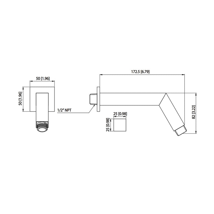 Universal Square Shower Arm - Wall Mount - 7" Brass/Satin Brass