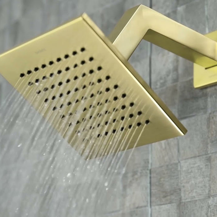 Universal Complete Rain Shower Head - Wall Mount - 6" Brass/Matt Black