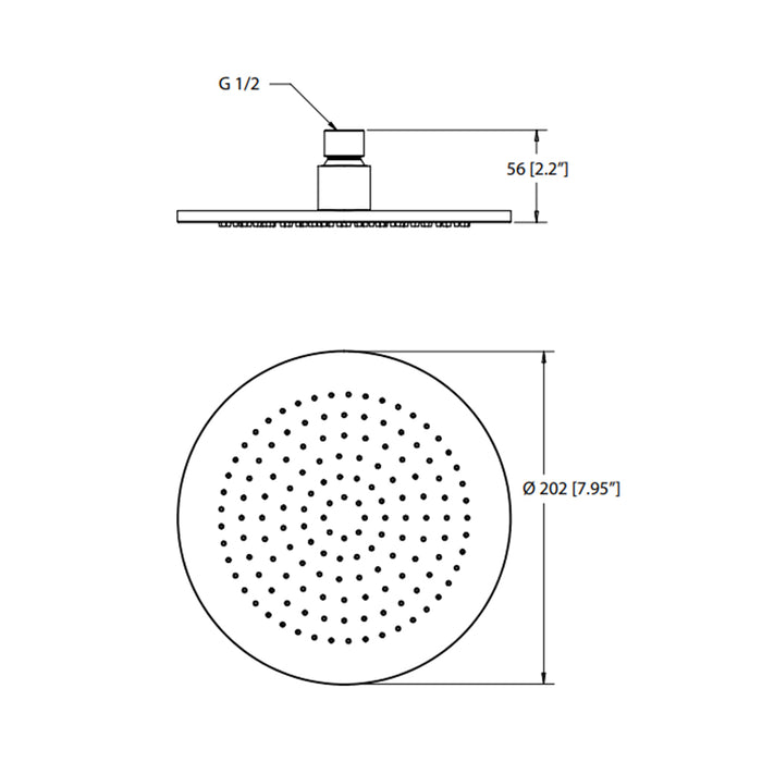 Universal Round Rainhead Shower Head - Wall Mount - 8" Brass/Polished Chrome