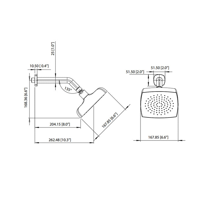 Serie 240 Complete Rainhead Shower Head - Wall Mount - 7" Brass/Brushed Bronze