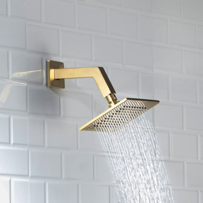 Universal Rainhead Shower Head - Wall Mount - 6" Brass/Matt Black