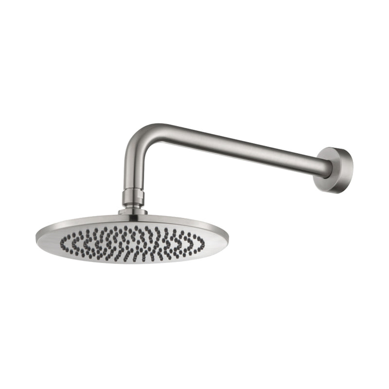 Universal Round Rainhead Complete Shower Head - Wall Mount - 8" Brass/Brushed Nickel