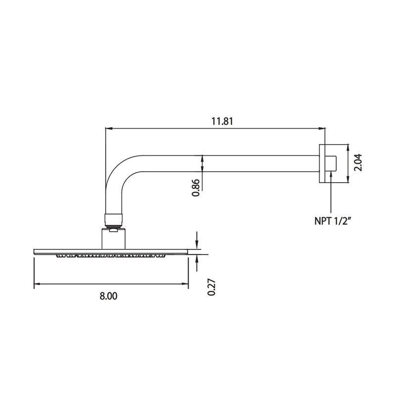 Universal Round Rainhead Complete Shower Head - Wall Mount - 8" Brass/Brushed Nickel
