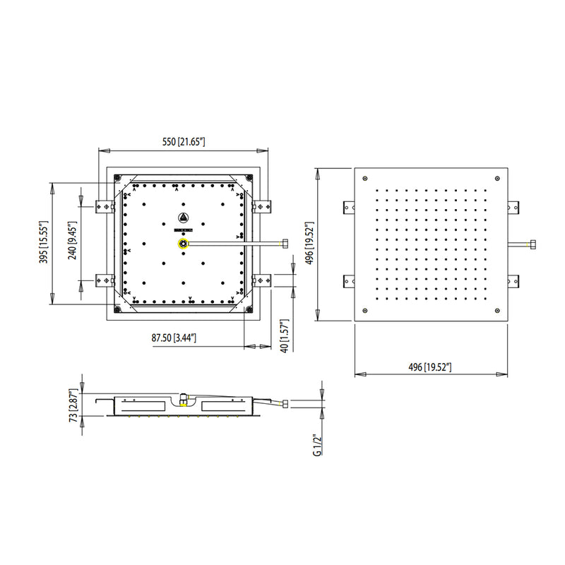Universal Square Rainhead Shower Head - Ceiling Mount - 20" Stainless Steel/Satin Brass