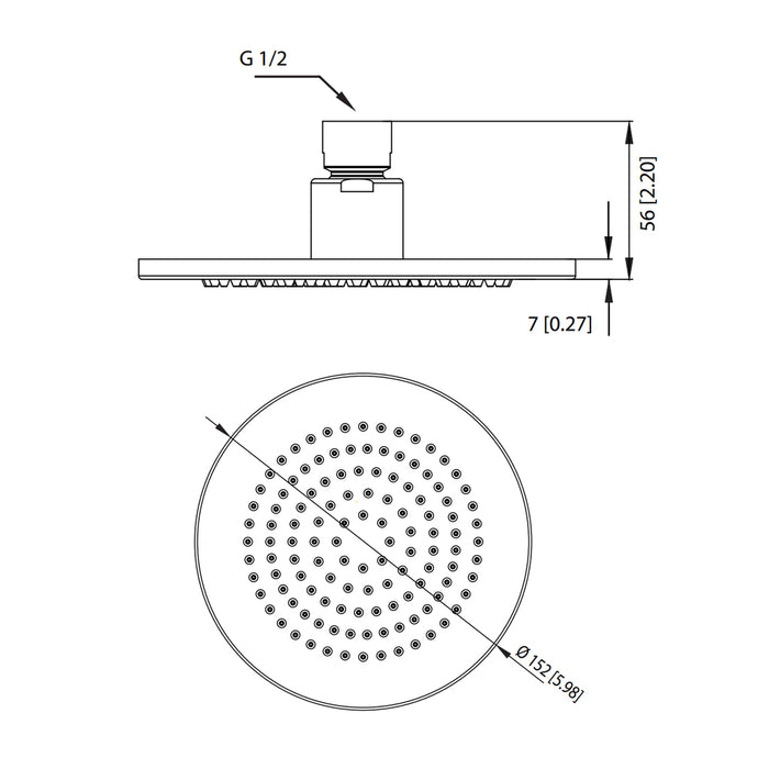 Universal Rainhead Shower Head - Wall Mount - 6" Brass/Brushed Bronze