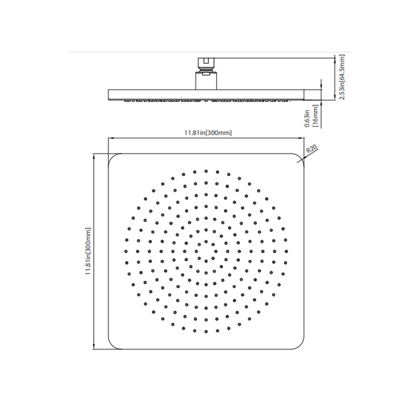 Universal Rainhead Shower Head - Wall Or Ceiling Mount - 12" Brass/Polished Nickel
