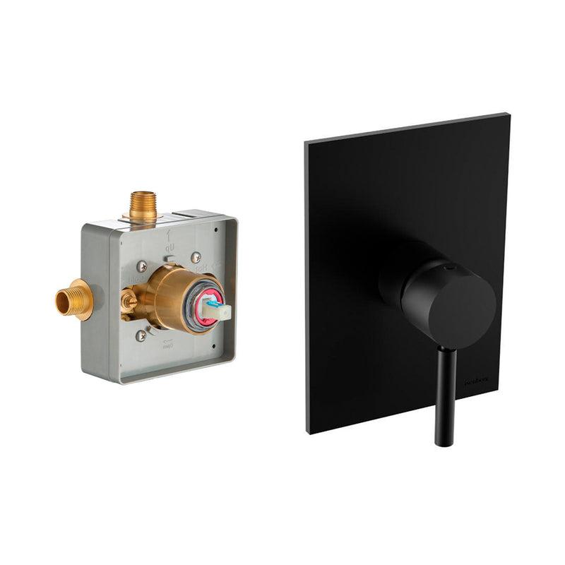 Serie 100 1 Way Pressure Balance Shower Mixer - Wall Mount - 6" Brass/Matt Black