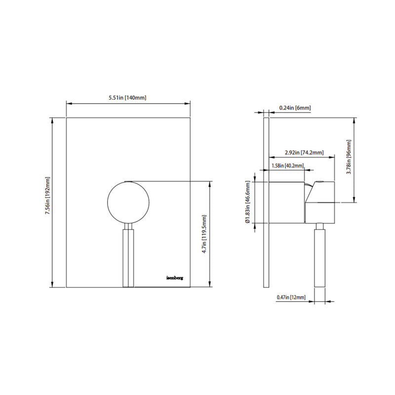 Serie 100 1 Way Pressure Balance Shower Mixer - Wall Mount - 6" Brass/Satin Brass
