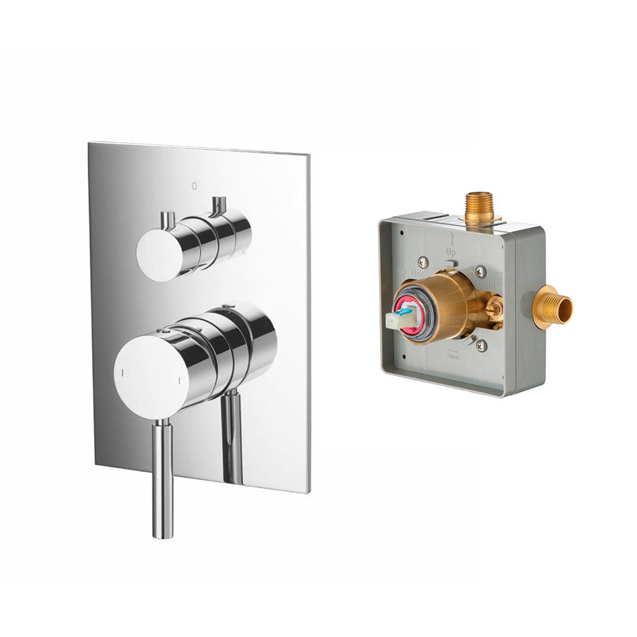 Serie 100 2 Way Pressure Balance Shower Mixer - Wall Mount - 6" Brass/Polished Chrome