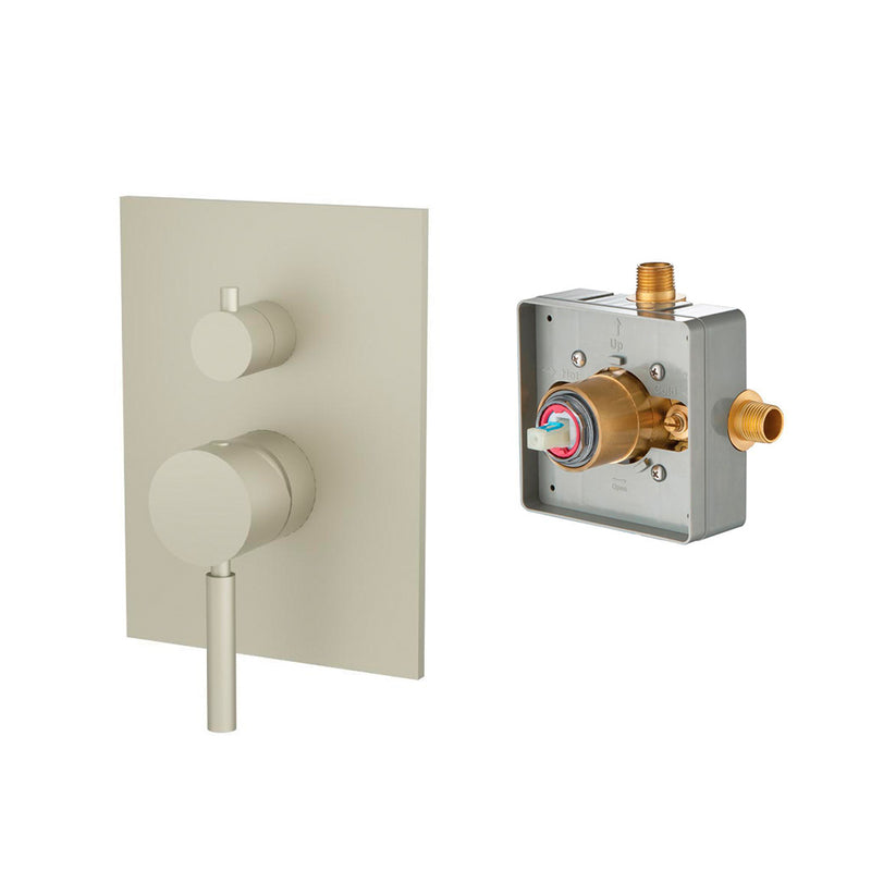 Serie 100 2 Way Pressure Balance Shower Mixer - Wall Mount - 6" Brass/Brushed Nickel