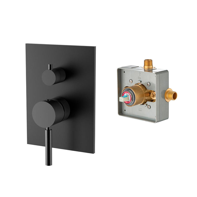 Serie 100 2 Way Pressure Balance Shower Mixer - Wall Mount - 6" Brass/Matt Black