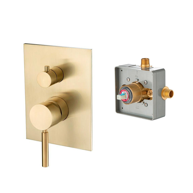 Serie 100 2 Way Pressure Balance Shower Mixer - Wall Mount - 6" Brass/Satin Brass