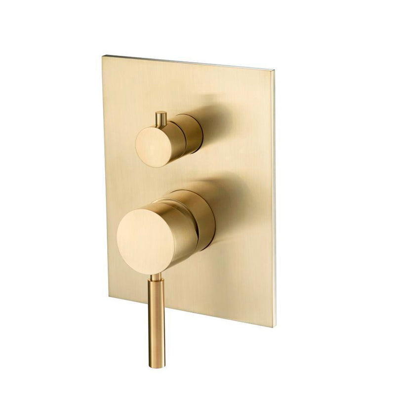 Serie 100 2 Way Pressure Balance Shower Mixer - Wall Mount - 6" Brass/Satin Brass