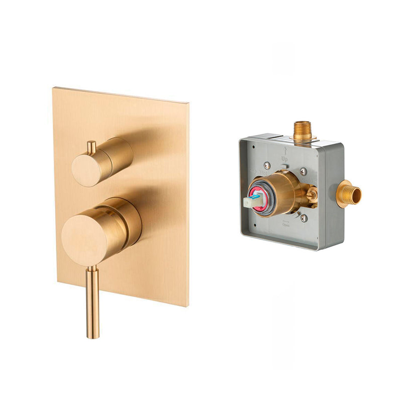 Serie 100 2 Way Pressure Balance Shower Mixer - Wall Mount - 6" Brass/Brushed Bronze