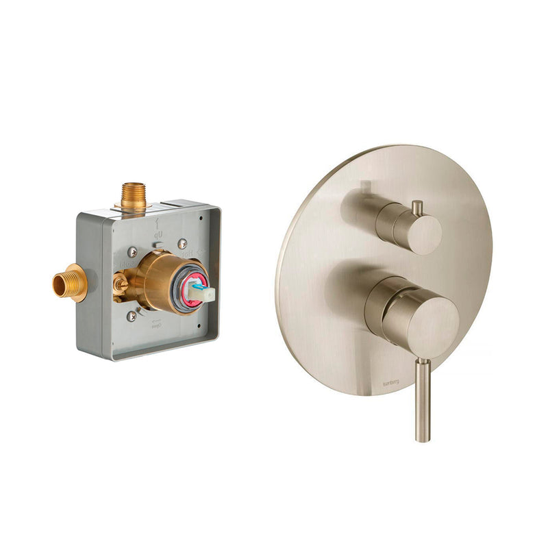 Serie 100 2 Way Pressure Balance Tub / Shower Mixer - Wall Mount - 8" Brass/Brushed Nickel