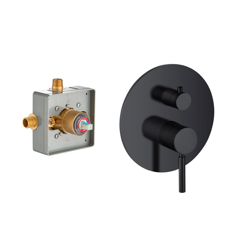 Serie 100 2 Way Pressure Balance Tub / Shower Mixer - Wall Mount - 8" Brass/Matt Black