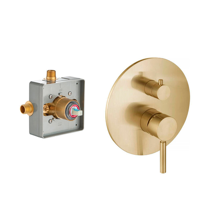 Serie 100 2 Way Pressure Balance Tub / Shower Mixer - Wall Mount - 8" Brass/Satin Brass