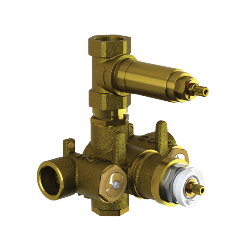 Serie 100 1 Way Thermostatic Shower Mixer - Wall Mount - 6" Brass/Matt Black