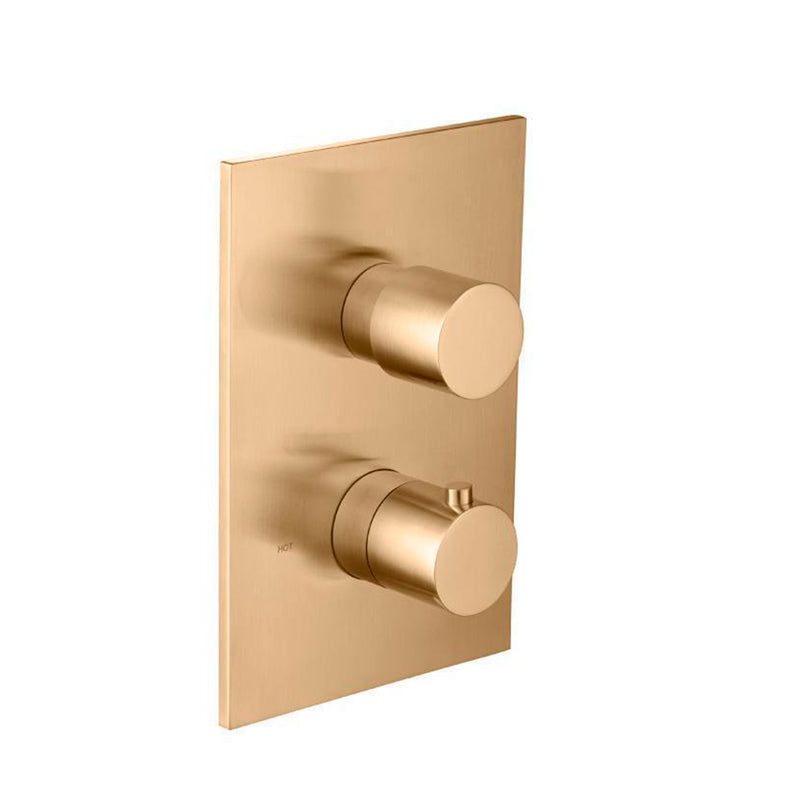 Serie 100 1 Way Thermostatic Shower Mixer - Wall Mount - 6" Brass/Brushed Bronze