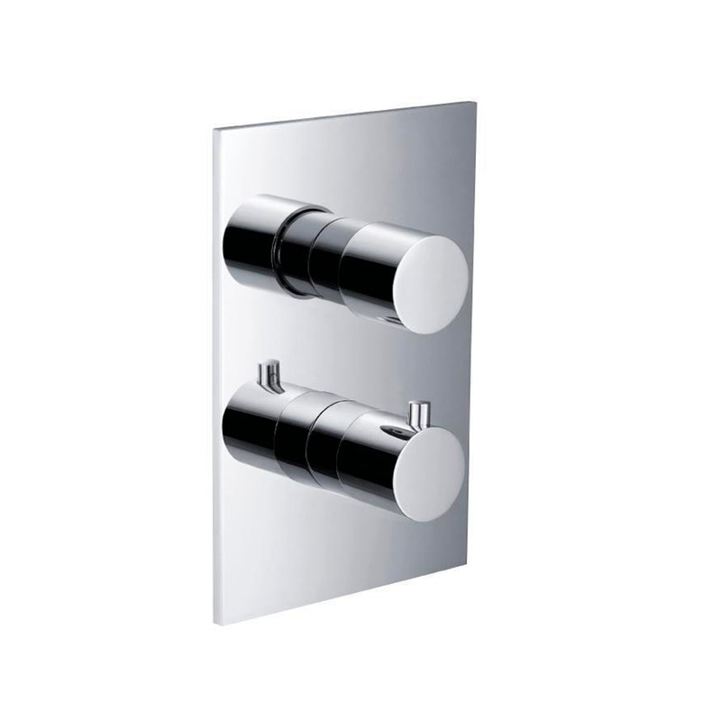 Serie 100 2 Way Thermostatic Shower Mixer - Wall Mount - 6" Brass/Polished Chrome