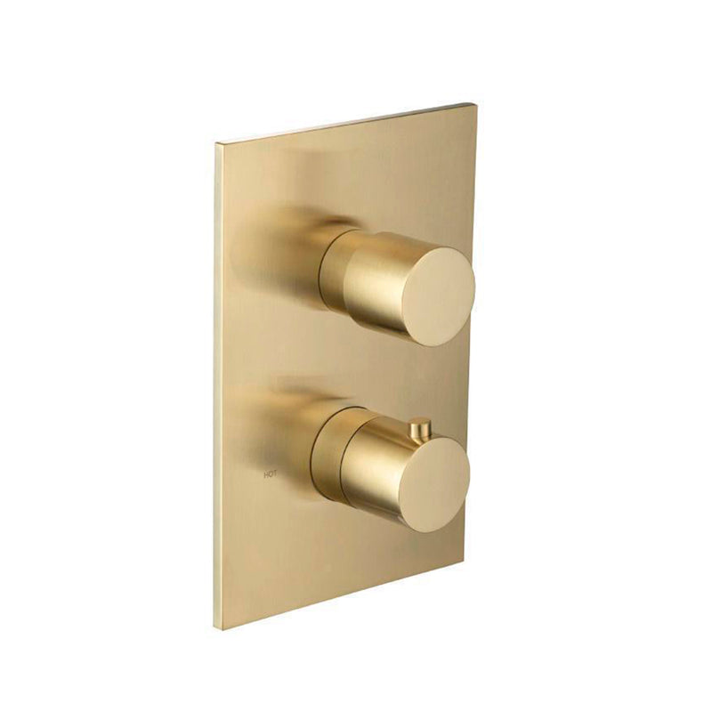 Serie 100 2 Way Thermostatic Shower Mixer - Wall Mount - 6" Brass/Satin Brass