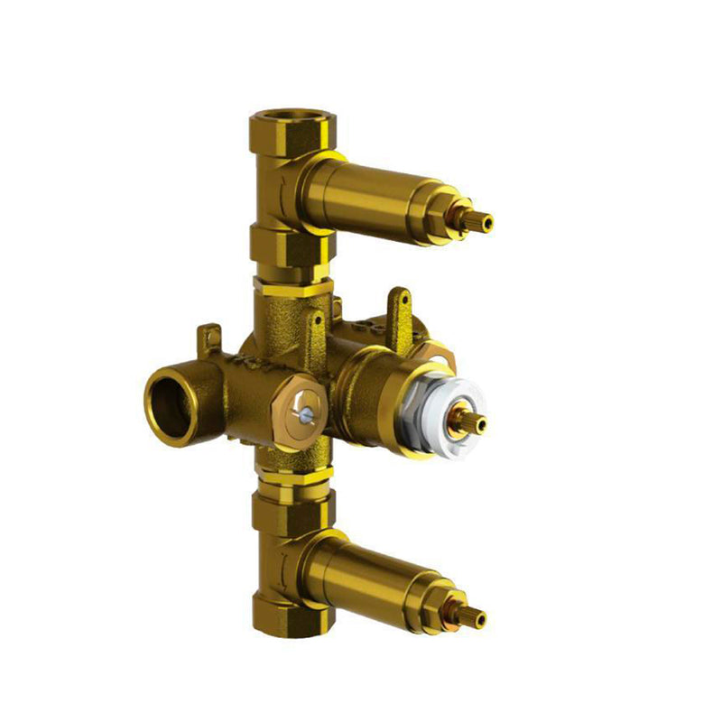 Serie 100 2 Way Thermostatic Shower Mixer - Wall Mount - 6" Brass/Matt Black