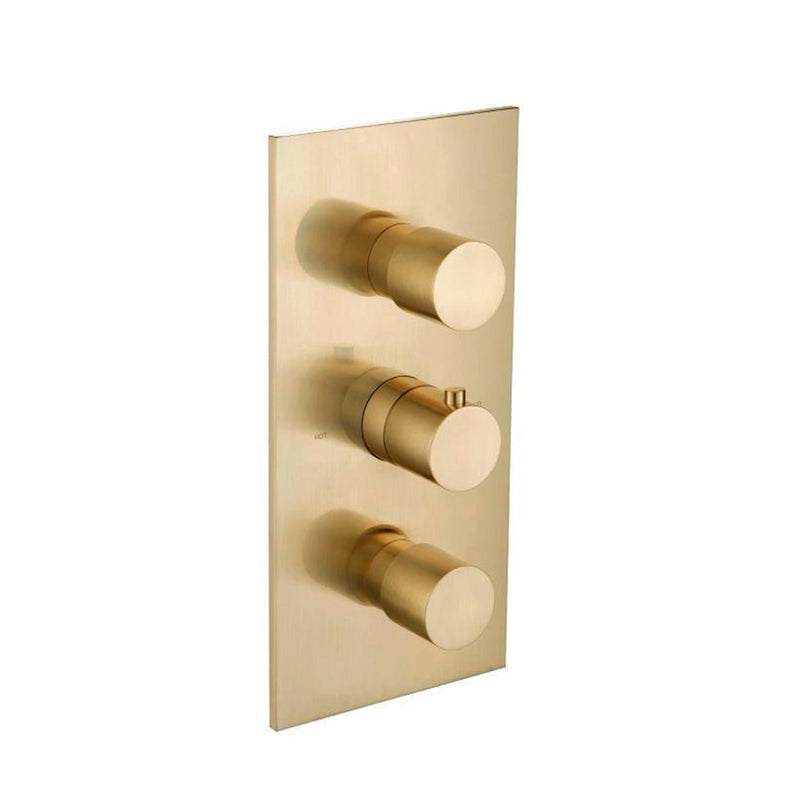 Serie 100 2 Way Thermostatic Shower Mixer - Wall Mount - 6" Brass/Satin Brass