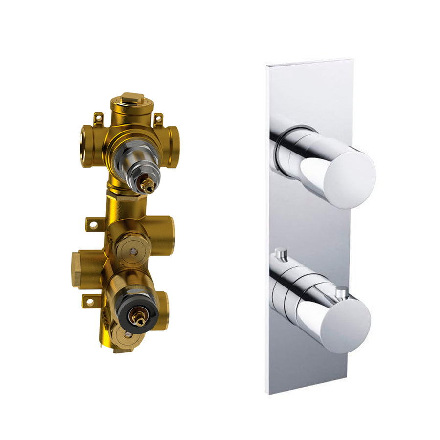 Serie 100 2 Way Thermostatic Shower Mixer - Wall Mount - 3" Brass/Polished Chrome