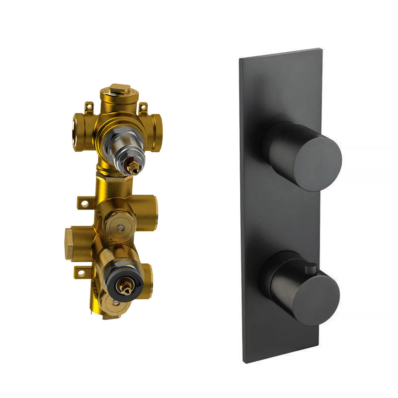 Serie 100 2 Way Thermostatic Shower Mixer - Wall Mount - 3" Brass/Matt Black