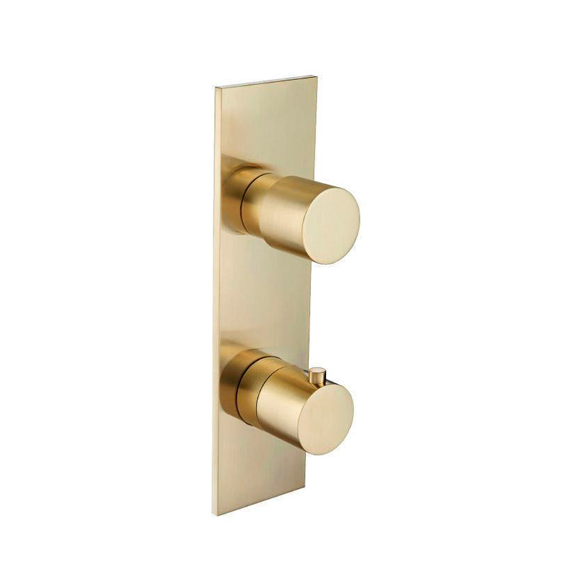 Serie 100 2 Way Thermostatic Shower Mixer - Wall Mount - 3" Brass/Satin Brass