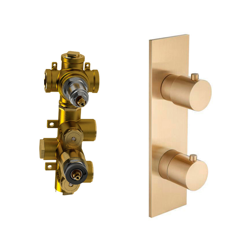 Serie 100 2 Way Thermostatic Shower Mixer - Wall Mount - 3" Brass/Brushed Bronze