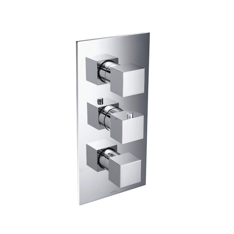 Serie 160 3 Way Thermostatic Shower Mixer - Built-In - 12" Brass/Polished Chrome