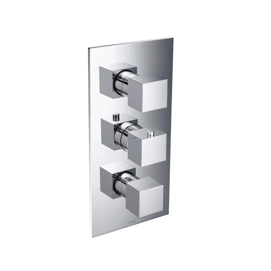 Serie 160 3 Way Thermostatic Shower Mixer - Built-In - 12" Brass/Polished Chrome