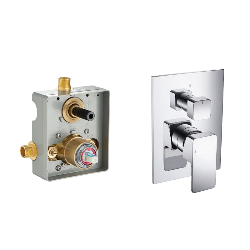 Serie 196 2 Way Pressure Balance Shower Mixer - Wall Mount - 6" Brass/Polished Chrome