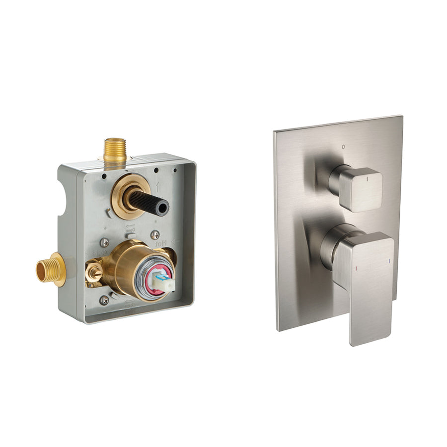 Serie 196 2 Way Pressure Balance Shower Mixer - Wall Mount - 6" Brass/Brushed Nickel