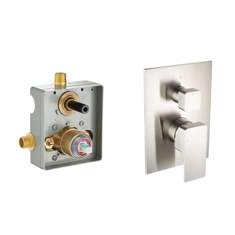 Serie 196 2 Way Pressure Balance Shower Mixer - Wall Mount - 6" Brass/Polished Nickel