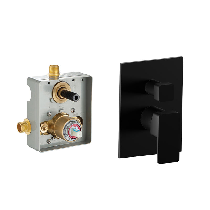 Serie 196 2 Way Pressure Balance Shower Mixer - Wall Mount - 6" Brass/Matt Black
