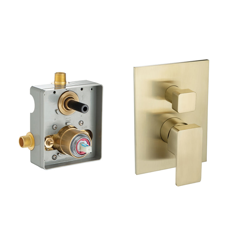 Serie 196 2 Way Pressure Balance Shower Mixer - Wall Mount - 6" Brass/Satin Brass