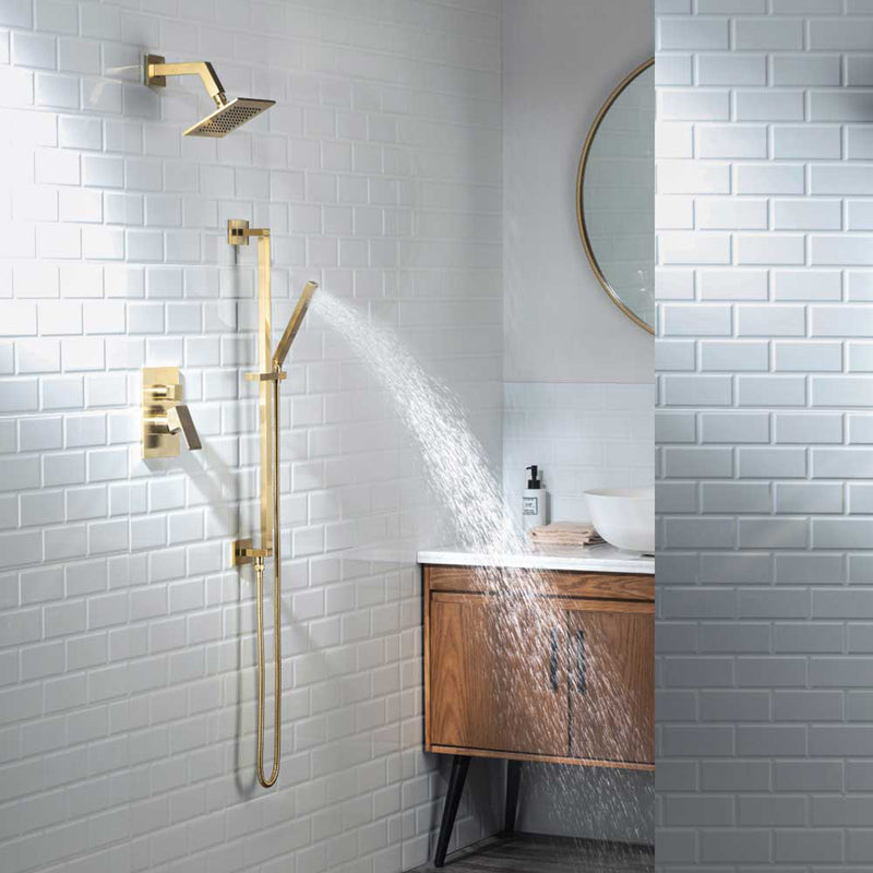 Serie 196 2 Way Pressure Balance Shower Mixer - Wall Mount - 6" Brass/Satin Brass